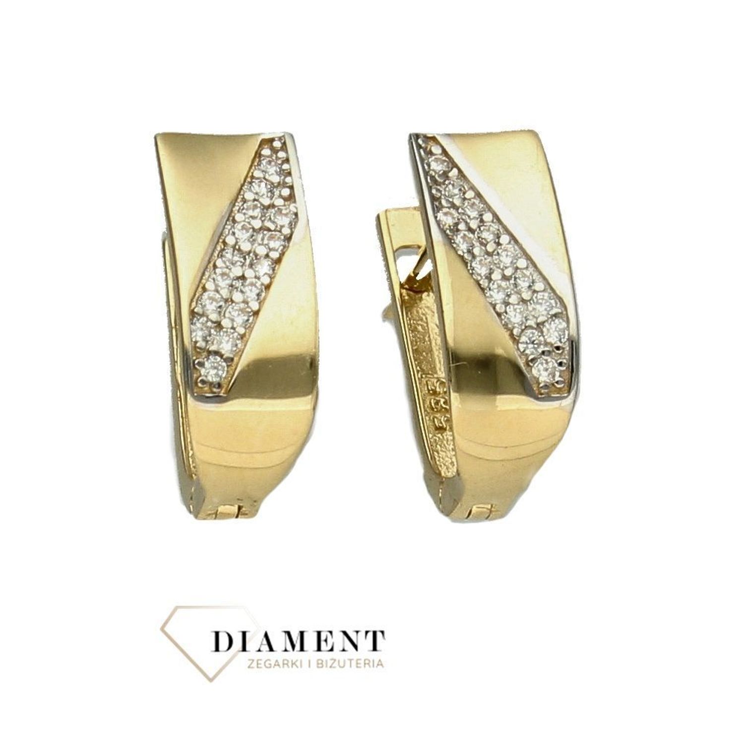 Złote kolczyki z białym złotem 585 na angielskie zapięcie KL 8331.jpg